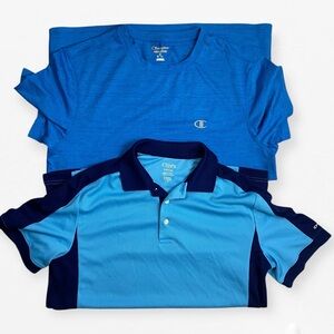 Set of 2 Chaps Golf light blue polo size S Champion Blue Shirt size M